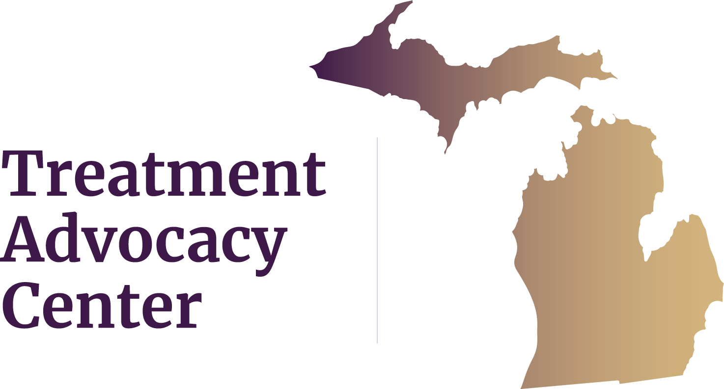State of Michigan next to Treatment Advocacy Center text, symbolizing local severe mental illness data, laws, and resources