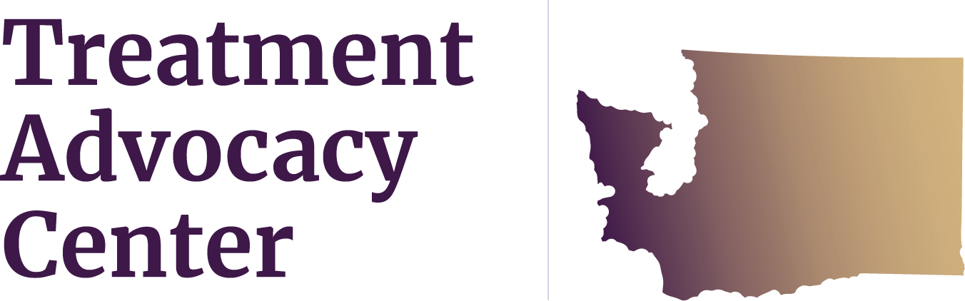 State of Washington next to Treatment Advocacy Center text, symbolizing local severe mental illness data, laws, and resources